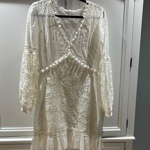 Elegant White Lace Midi Dress